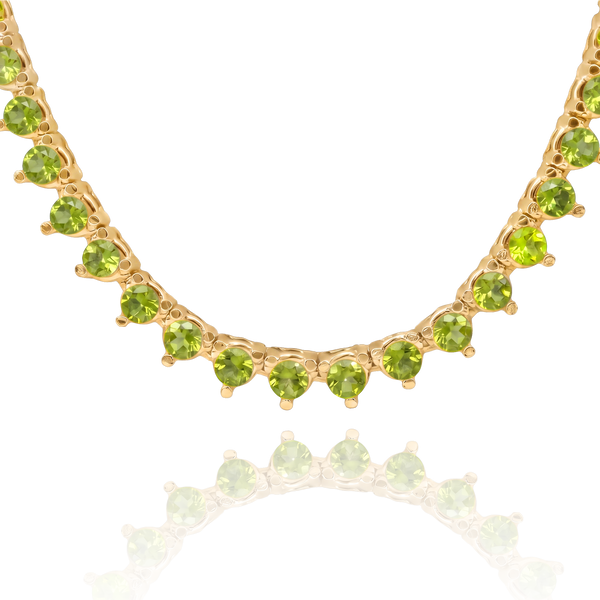 Tennis Necklace with Peridot Stones (August Birthstones) in 14K Gold (1.75 mm - 4.0 mm)