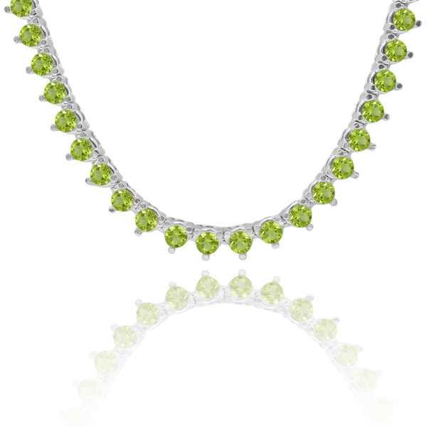 Tennis Necklace with Peridot Stones (August Birthstones) in 14K Gold (1.75 mm - 4.0 mm)
