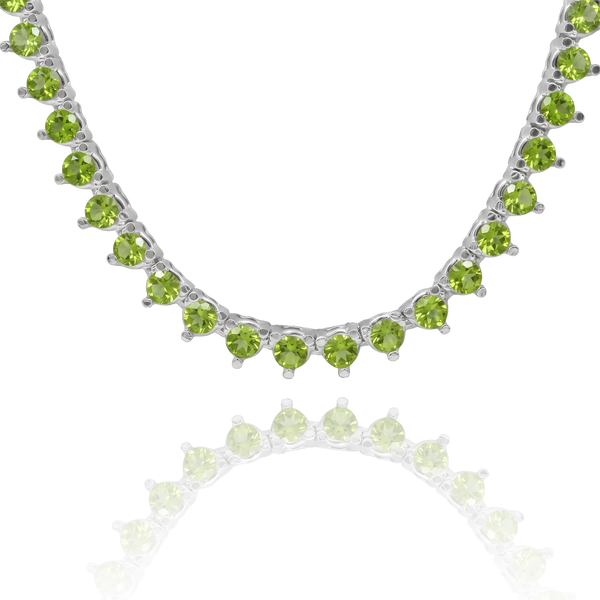 Tennis Necklace with Peridot Stones (August Birthstones) in 14K Gold (1.75 mm - 4.0 mm)