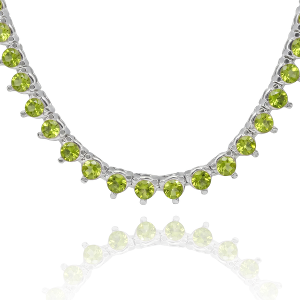 Tennis Necklace with Peridot Stones (August Birthstones) in 14K Gold (1.75 mm - 4.0 mm)