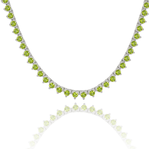 Tennis Necklace with Peridot Stones (August Birthstones) in 14K Gold (1.75 mm - 4.0 mm)
