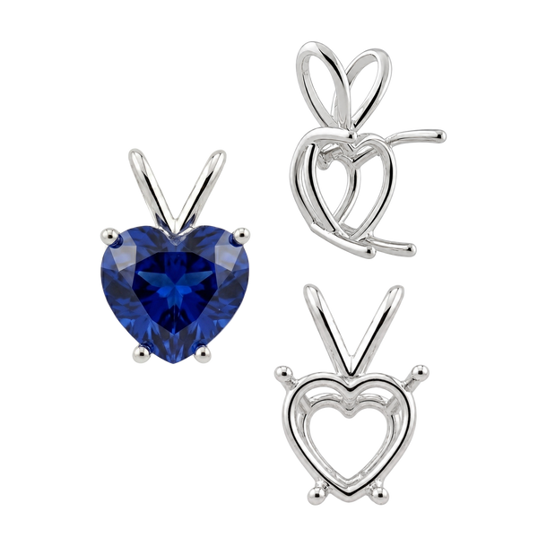 ITI NYC Heart Shape Four Prong Double Wire Pendants in 14K Gold (3.00 x 3.00 mm - 10.00 x 8.00 mm)