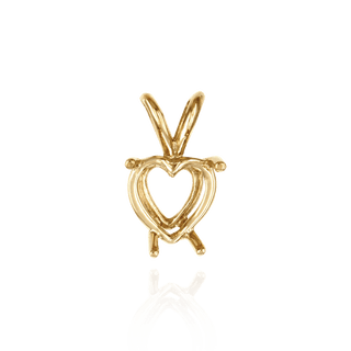 14K Gold ITI NYC Heart Shape Four Prong Double Wire Pendants in 14K Gold (3.00 x 3.00 mm - 10.00 x 8.00 mm)