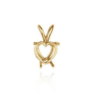 ITI NYC Heart Shape Four Prong Double Wire Pendants in 14K Gold (3.00 x 3.00 mm - 10.00 x 8.00 mm)