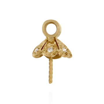 ITI NYC Pearl Cap Dangle Drops with Diamonds (7.00 mm Cup)