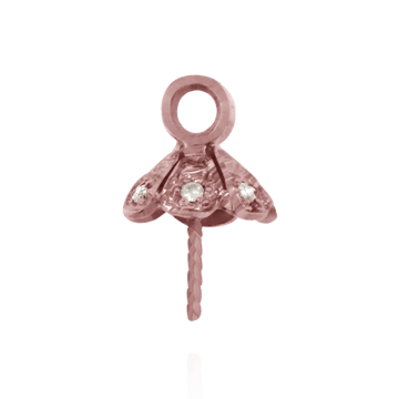ITI NYC Pearl Cap Dangle Drops with Diamonds (7.00 mm Cup)