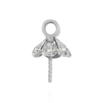 ITI NYC Pearl Cap Dangle Drops with Diamonds (7.00 mm Cup)