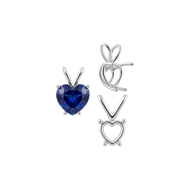 ITI NYC Heart Shape Four Prong Double Wire Pendants in 14K Gold (3.00 x 3.00 mm - 10.00 x 8.00 mm)