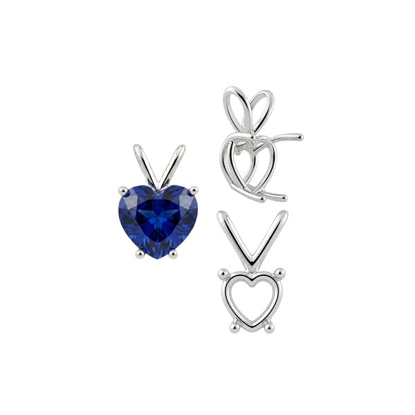 ITI NYC Heart Shape Four Prong Double Wire Pendants in 14K Gold (3.00 x 3.00 mm - 10.00 x 8.00 mm)