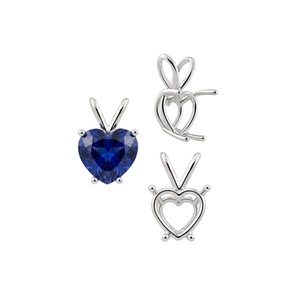 ITI NYC Heart Shape Four Prong Double Wire Pendants in 14K Gold (3.00 x 3.00 mm - 10.00 x 8.00 mm)