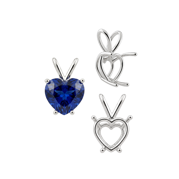 ITI NYC Heart Shape Four Prong Double Wire Pendants in 14K Gold (3.00 x 3.00 mm - 10.00 x 8.00 mm)