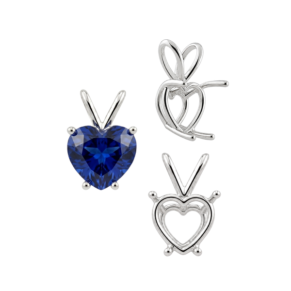 ITI NYC Heart Shape Four Prong Double Wire Pendants in 14K Gold (3.00 x 3.00 mm - 10.00 x 8.00 mm)
