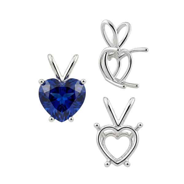 ITI NYC Heart Shape Four Prong Double Wire Pendants in 14K Gold (3.00 x 3.00 mm - 10.00 x 8.00 mm)