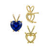 ITI NYC Heart Shape Four Prong Double Wire Pendants in 14K Gold (3.00 x 3.00 mm - 10.00 x 8.00 mm)