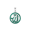 ITI NYC Allah Pendant with Green Enamel in Sterling Silver