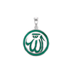 ITI NYC Allah Pendant with Green Enamel in Sterling Silver