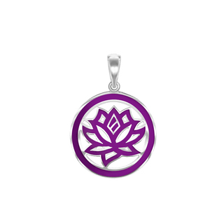 ITI NYC Hindu Lotus Pendant with Purple Enamel in Sterling Silver