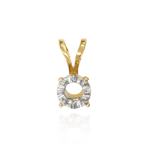 14K Gold ITI NYC Round Four Prong Illusion Pendants in 14K Gold (1.00 mm - 4.00 mm)