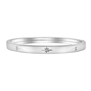 Stone St. Bangle Bracelet with Starburst Design in Sterling Silver