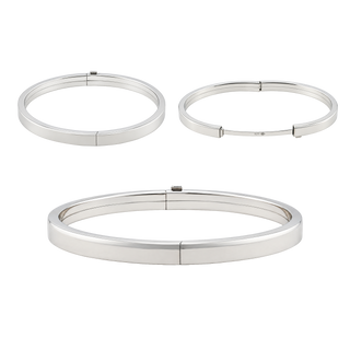Hinged Plain Flat Bangle Bracelet in Sterling Silver