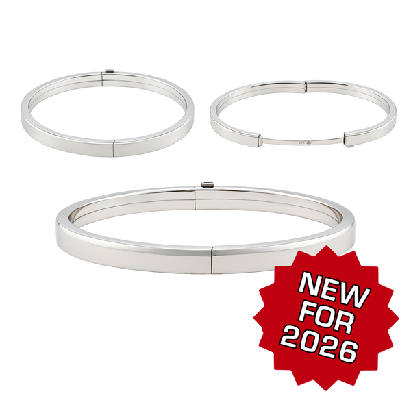 Hinged Plain Flat Bangle Bracelet in Sterling Silver