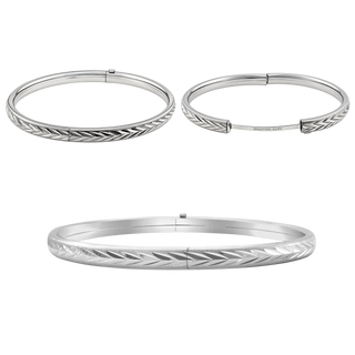 Bayard St. Hinged Bangle Bracelet with Diamond Cut Design in Sterling Silver