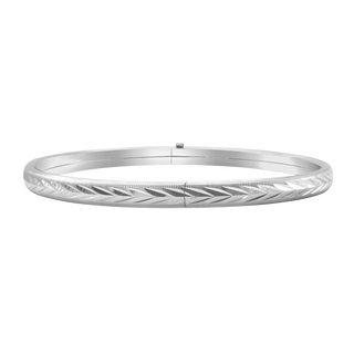 Bayard St. Hinged Bangle Bracelet with Diamond Cut Design in Sterling Silver