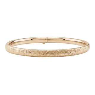 Barrow St. Hinged Bangle Bracelet with Floral Design in Gold Filled