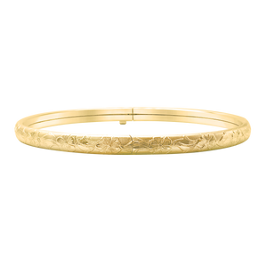 Barrow St. Bangle Bracelet with Floral Design in Gold Filled