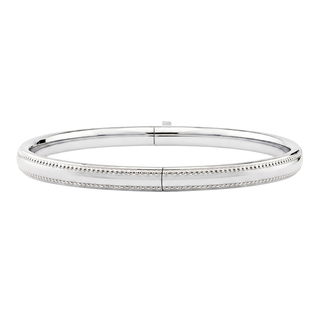 Bedford St. Hinged Bangle Bracelet with Beaded Edge in Sterling Silver