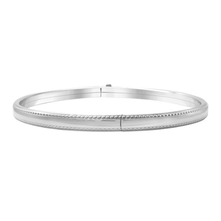 Bedford St. Hinged Bangle Bracelet with Beaded Edge in Sterling Silver