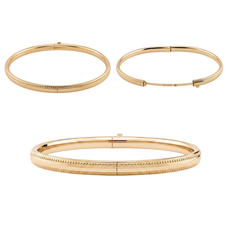 Bedford St. Hinged Bangle Bracelet with Beaded Edge in Gold-Filled
