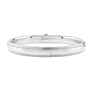 Bedford St. Hinged Bangle Bracelet with Beaded Edge in Sterling Silver