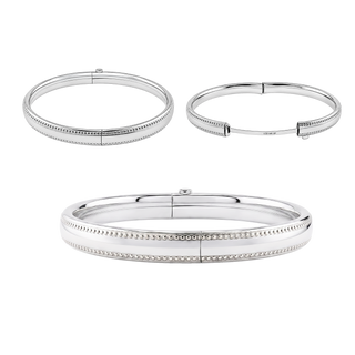 Bedford St. Hinged Bangle Bracelet with Beaded Edge in Sterling Silver