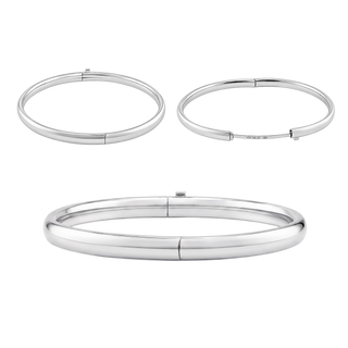 Sheridan Sq. Hinged Plain Domed Bangle Bracelet in Sterling Silver