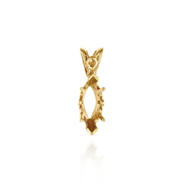 ITI NYC Marquise Shape V-end and Four Prong Filigree Pendants in 14K Gold (5.00 x 3.00 mm - 20.00 x 10.00 mm)