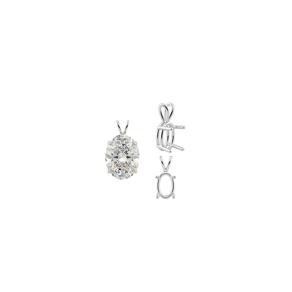 ITI NYC Oval Four Prong Double Wire Pendants in 14K Gold (4.50 x 3.50 mm - 18.00 x 13.00 mm)