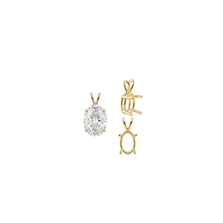 ITI NYC Oval Four Prong Double Wire Pendants in 14K Gold (4.50 x 3.50 mm - 18.00 x 13.00 mm)