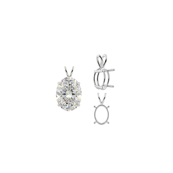 ITI NYC Oval Four Prong Double Wire Pendants in 14K Gold (4.50 x 3.50 mm - 18.00 x 13.00 mm)
