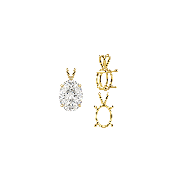 ITI NYC Oval Four Prong Double Wire Pendants in 14K Gold (4.50 x 3.50 mm - 18.00 x 13.00 mm)