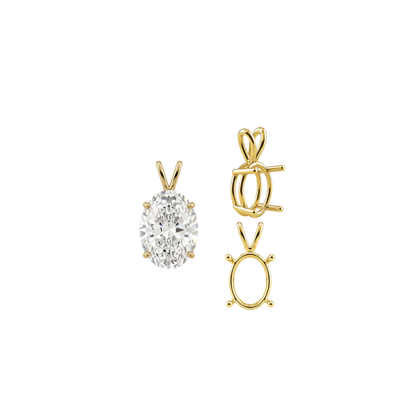 ITI NYC Oval Four Prong Double Wire Pendants in 14K Gold (4.50 x 3.50 mm - 18.00 x 13.00 mm)