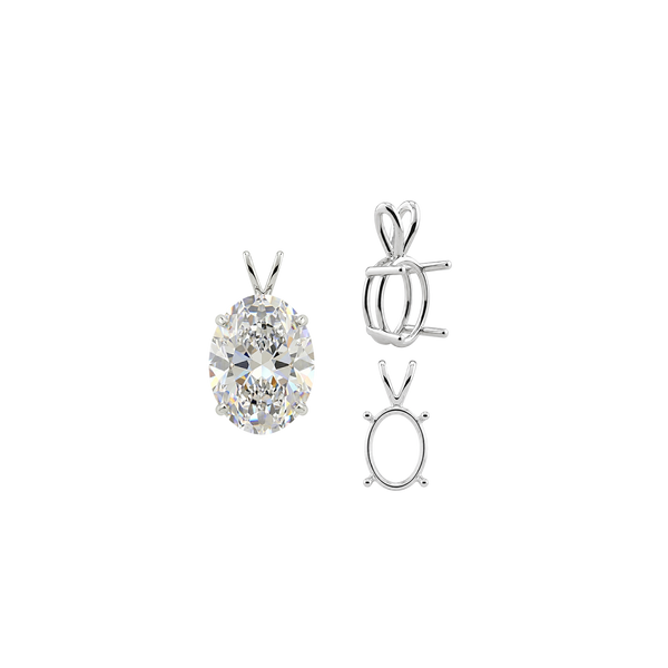 ITI NYC Oval Four Prong Double Wire Pendants in 14K Gold (4.50 x 3.50 mm - 18.00 x 13.00 mm)