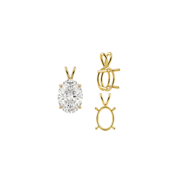 ITI NYC Oval Four Prong Double Wire Pendants in 14K Gold (4.50 x 3.50 mm - 18.00 x 13.00 mm)
