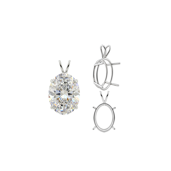 ITI NYC Oval Four Prong Double Wire Pendants in 14K Gold (4.50 x 3.50 mm - 18.00 x 13.00 mm)