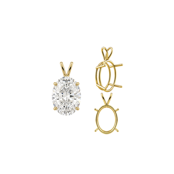 ITI NYC Oval Four Prong Double Wire Pendants in 14K Gold (4.50 x 3.50 mm - 18.00 x 13.00 mm)