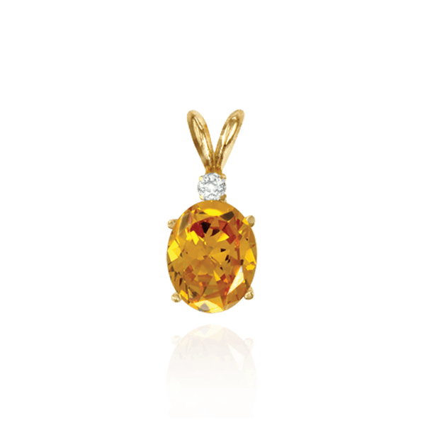 14K Gold ITI NYC Oval Four Prong Double Wire Pendants With 1 Accent in 14K Gold (5.00 x 3.00 mm - 12.00 x 10.00 mm)