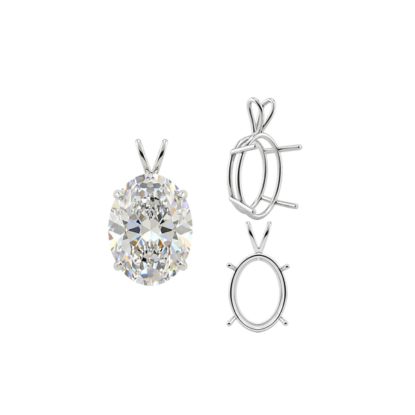 ITI NYC Oval Four Prong Double Wire Pendants in 14K Gold (4.50 x 3.50 mm - 18.00 x 13.00 mm)
