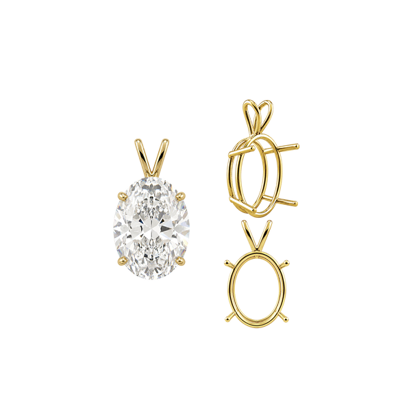 ITI NYC Oval Four Prong Double Wire Pendants in 14K Gold (4.50 x 3.50 mm - 18.00 x 13.00 mm)