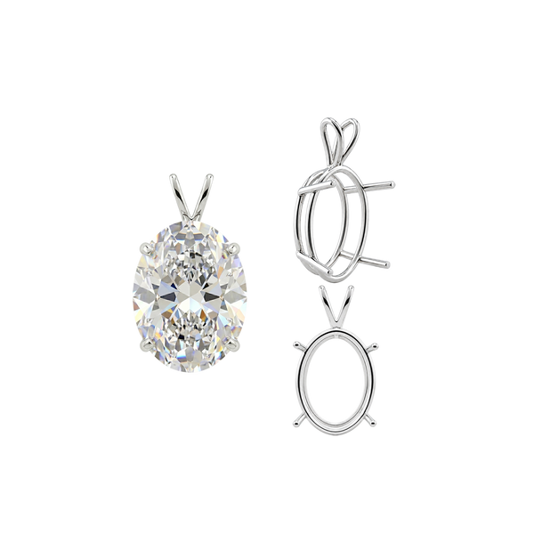 ITI NYC Oval Four Prong Double Wire Pendants in 14K Gold (4.50 x 3.50 mm - 18.00 x 13.00 mm)