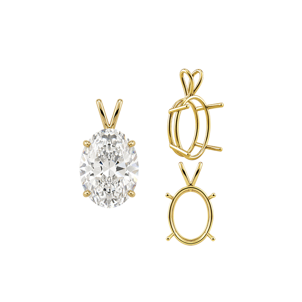 ITI NYC Oval Four Prong Double Wire Pendants in 14K Gold (4.50 x 3.50 mm - 18.00 x 13.00 mm)